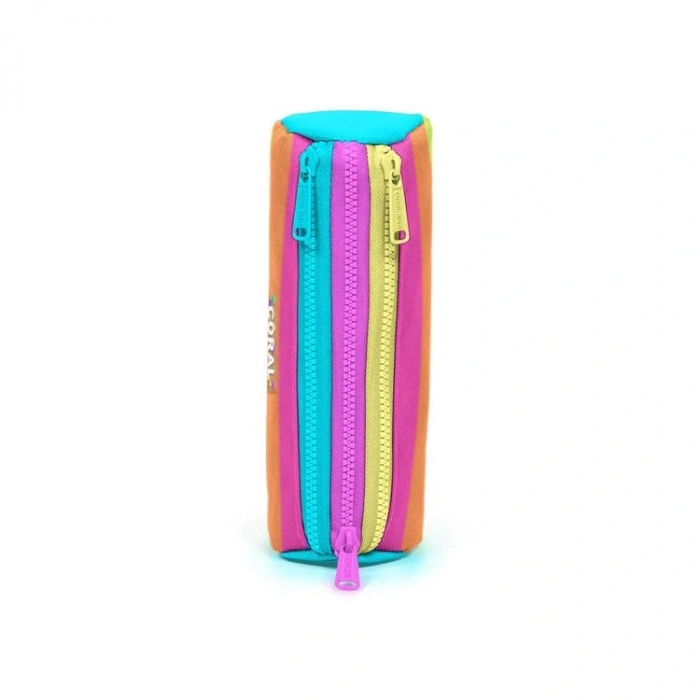 CORAL HIGH 22086 KIDS RENKLİ ÇİZGİLİ ÜÇ BÖLMELİ KALEM ÇANTASI