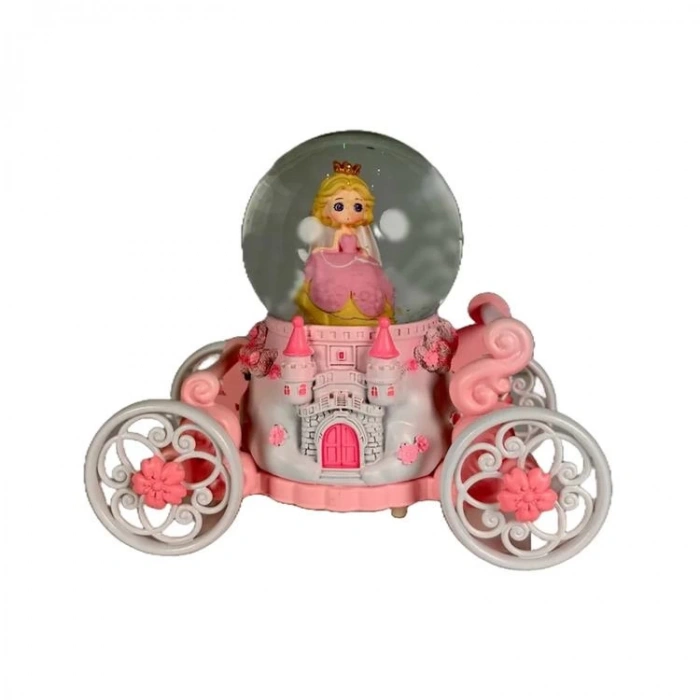 CEREN HDY0312 ORTA BOY HEDİYELİK MÜZİKLİ IŞIKLI FAYTON ARABALI ETRAFINDA DÖNEBİLEN KAR ATAN KAR KÜRESİ (PİLLİ) PRENSES