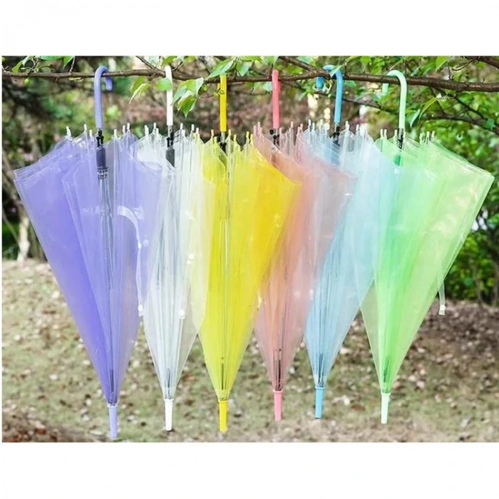 TEKNOPOİNT ŞEFFAF RENKLİ ŞEMSİYE - TEKLİ