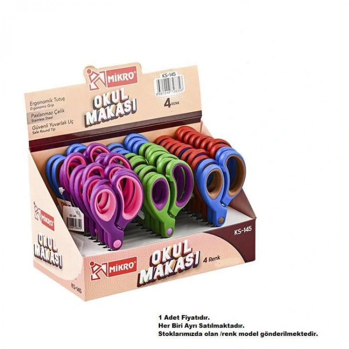 MİKRO KS1145 YUVARLAK UÇ OKUL MAKASI - TEKLİ