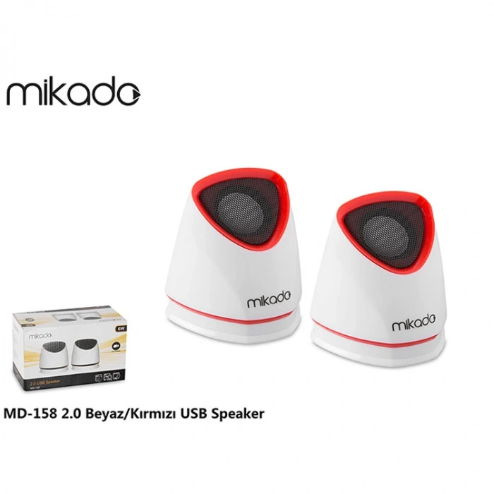 MİKADO MD-158 2.0 BEYAZ/KIRMIZI USB SPEAKER