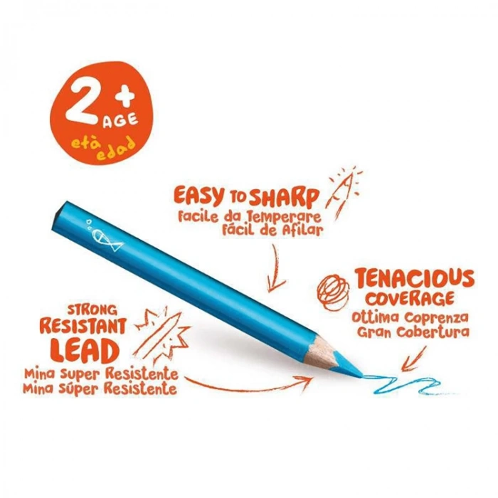 CARIOCA BABY 42819 JUMBO ÜÇGEN KURU BOYA KALEMİ 10 LU +2 YAŞ