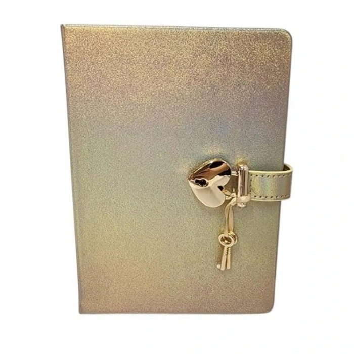 VICTORIAS JOURNALS 124-1910 HUSH HUSH KİLİTLİ METALİK13x18cm 80gr.160YP.ÇİZGİLİ DEFTER KUTULU -ALTIN RENGİ