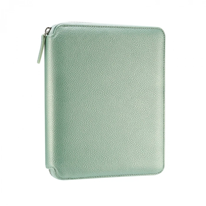 VICTORIAS JOURNALS 7639 KUTULU BUFFALO ZIPPER FOLDER ORGANİZER SEDEFLİ YEŞİL14.8X21cm ÇİZGİLİ DEFTER