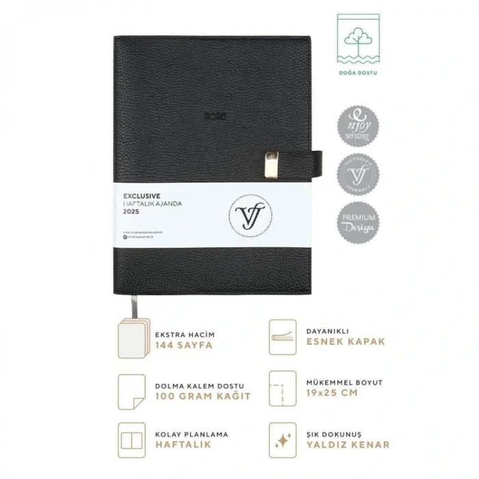 VICTORIAS JOURNALS 124-1405 19X25 EXECUTIVE HAFTALIK AJANDA - SİYAH