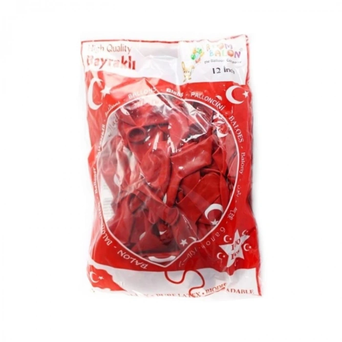 ATOM BALON AY YILDIZ BASKILI BAYRAKLI (100lü)