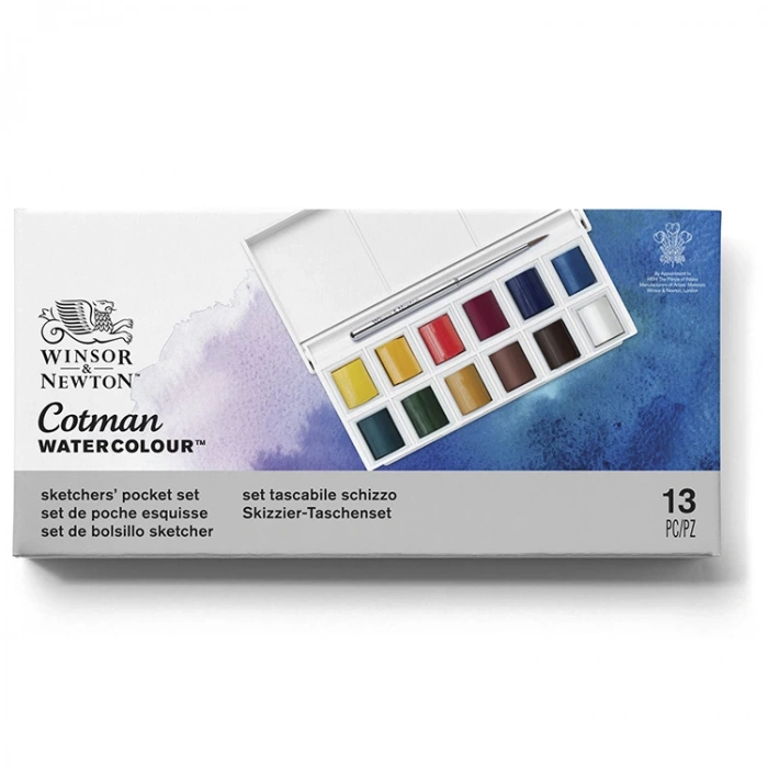WINSOR & NEWTON COTMAN SULU BOYA SETİ CEP TİPİ SKETCHERS POCKET 12Lİ 12xYARIM TABLET - 0390640