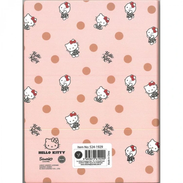 VICTORIAS JOURNALS 524-1929 HELLO KITTY SMYTH FLEXY ESNEK VEGAN DERİ KAPAKLI 13X18 80 GR. 80 YAPRAK ÇİZGİLİ DEFTER