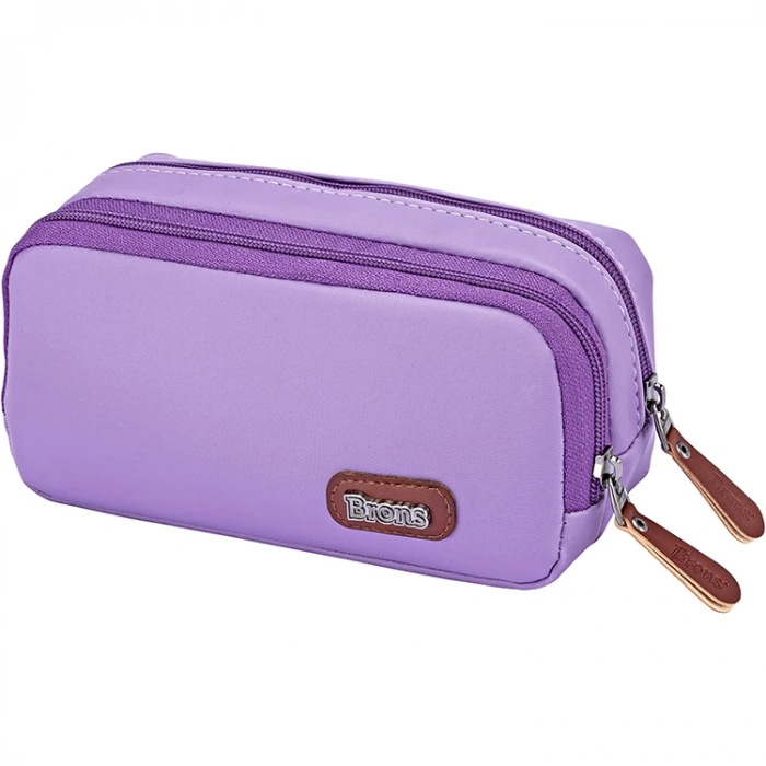BRONS BR-3133 ÇİFT GÖZLÜ SATEN KAHVERENGİ KALEM ÇANTASI