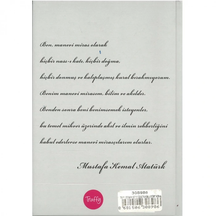 TRUFFY 308986 14x20cm SERT KAPAK ÇİZGİSİZ DEFTER 96 YP. - M. KEMAL ATATÜRK