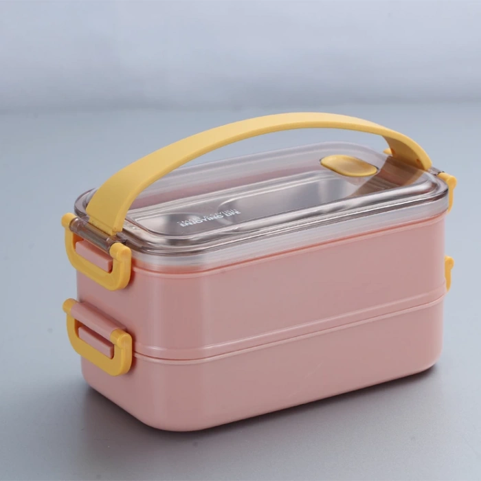 VAGONLİFE ÇELİK YEMEK KABI 2 KATLI 3 BÖLMELİ LUNCH BOX 1400ml XC-363