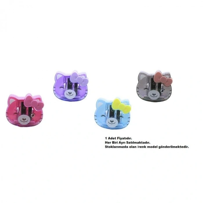 MİKRO MK-4050 CUTE KITTY ÇİFT DELİKLİ KAPAKLI HAZNELİ KALEMTRAŞ
