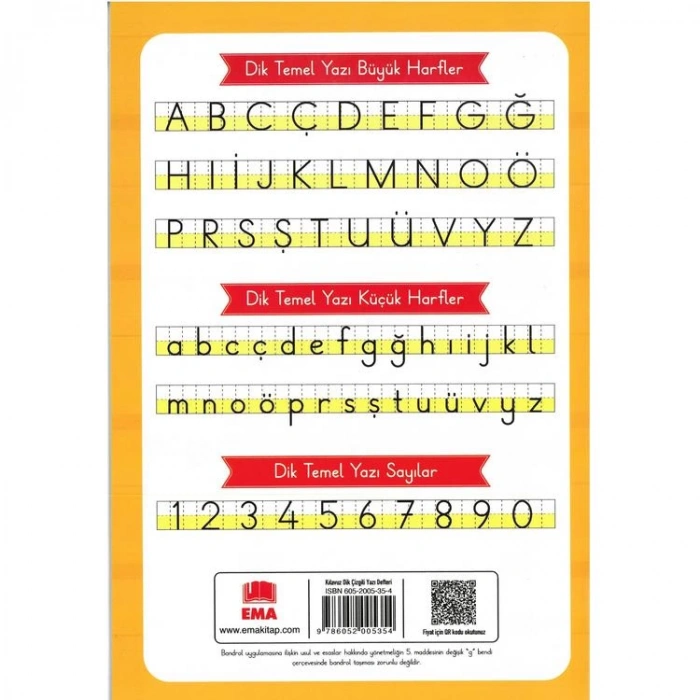 EMA KİTAP KLAVUZ DİK ÇİZGİLİ GÜZEL YAZI DEFTERİ 17x24 (2024)