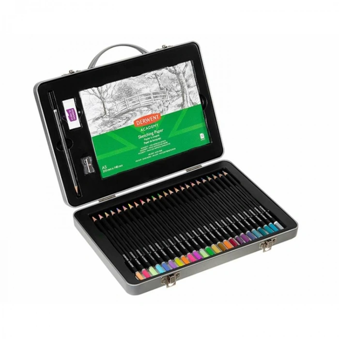 DERWENT ACADEMY - KURUBOYA KALEM SETİ METAL KUTU 28 PARÇA