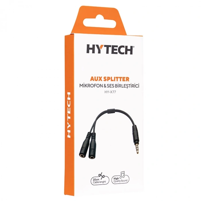 HYTECH HY-X77 SİYAH AUDIO + MIC TO 3,5mm 0.15m KULAKLIK ÇEVİRİCİ