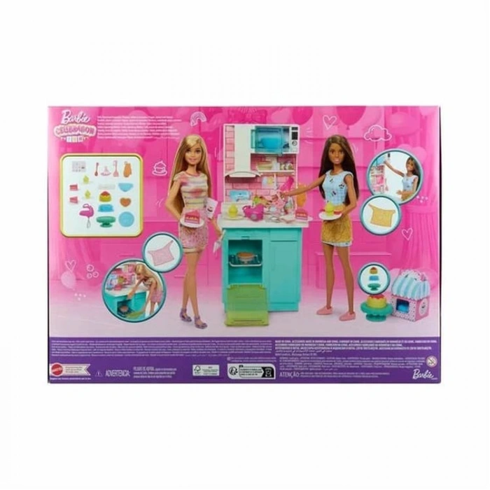 BARBIE HJY94 CELEBRATION BROOKLYN VE MALİBU PASTA YAPIYOR OYUN SETİ 3+