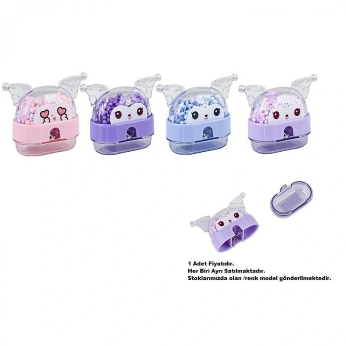 MİKRO 4020 BAT CAT RENKLİ KÖPÜK BONCUKLU TEK DELİKLİ KAPAKLI HAZNELİ KALEMTRAŞ