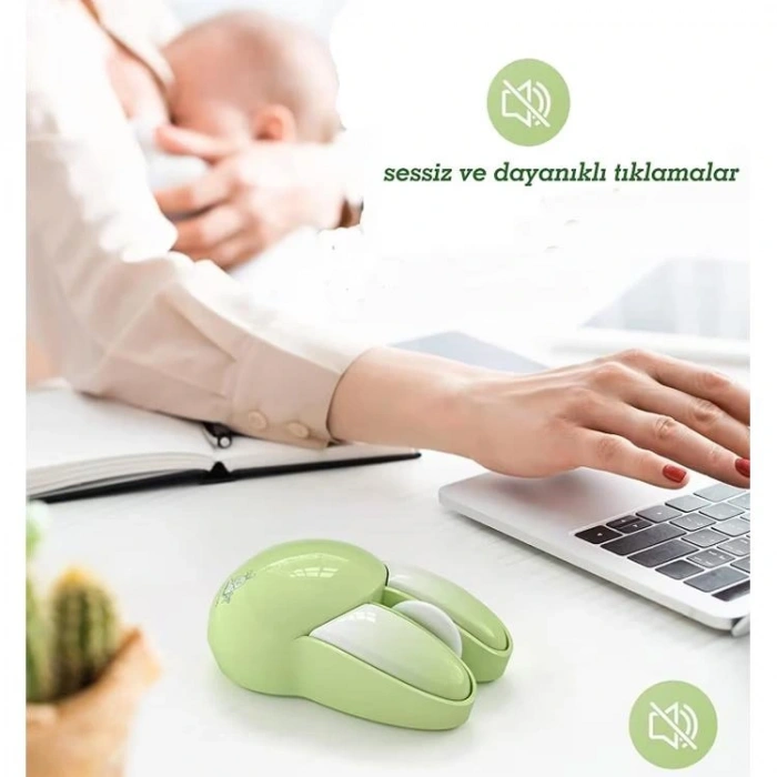 FANIX MOU-6003-Y PLAYROB M6 PİLLİ KABLOSUZ MOUSE YEŞİL TAVŞAN