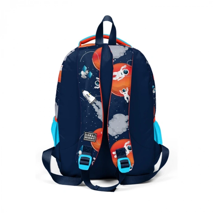 CORAL HIGH 23660 KIDS LACİVERT ASTRONOT DESENLİ ÜÇ BÖLMELİ SIRT ÇANTASI