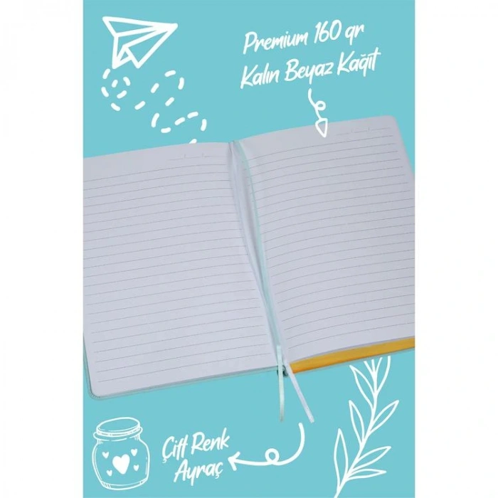 VICTORIAS JOURNALS 1653 BUJO VEGAN DERİ 14X21 160gr.96YP. ÇİZGİLİ DEFTER AÇIK MAVİ