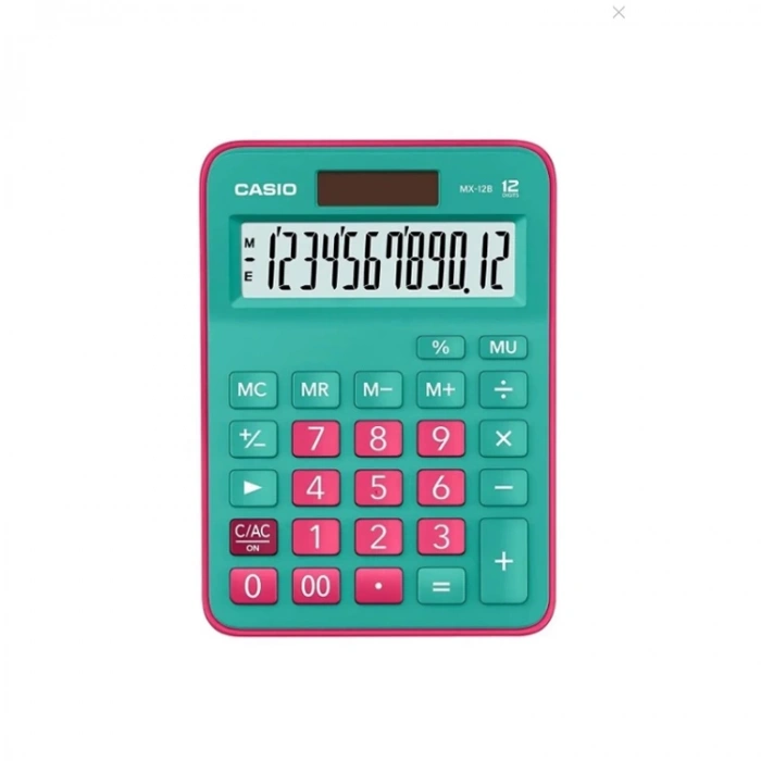CASIO MX-12B-GNRD 12 HANE YEŞİL+ PEMBE MASAÜSTÜ HESAP MAKİNESİ -