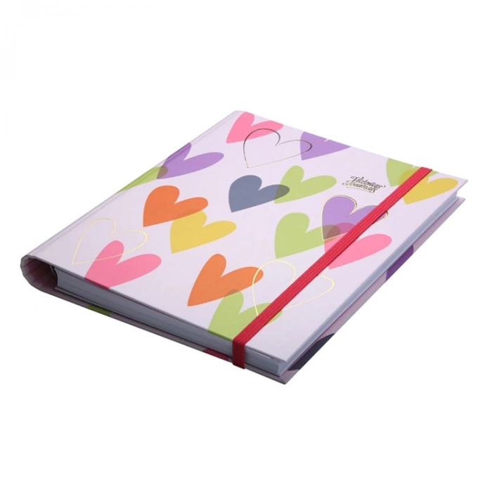 VICTORIAS JOURNALS 1151 HEART SPRINKLES 17X24cm GİZLİ SPİRALLİ SERT KAPAK LASTİKLİ ÇİZGİLİ DEFTER