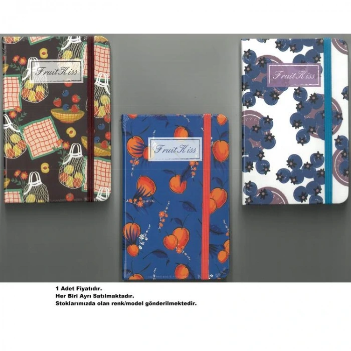 SÜDOR BN22-6 SERT KAPAK LASTİKLİ LÜKS  A6 ÇİZGİLİ 96 YP. NOT DEFTERİ MEYVE - TEKLİ