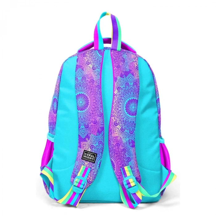 CORAL HIGH 23650 KIDS PEMBE TURKUAZ FİL DESENLİ ÜÇ BÖLMELİ OKUL SIRT ÇANTASI