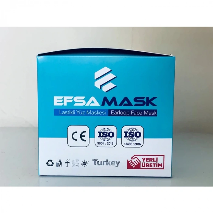 EFSAMASK TELLİ YÜZ MASKESİ 3 KATLI 50Lİ