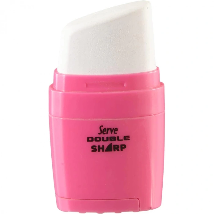 SERVE DOUBLE SHARP SİLGİLİ KALEMTRAŞ PASTEL ŞEKER PEMBE