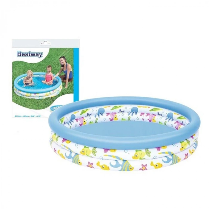 BESTWAY BW51009 ŞİŞME 3 HALKALI YUVARLAK DESENLİ ÇOCUK HAVUZU 122x25cm POŞETLİ