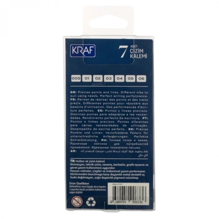 KRAF 222  DRAWING PEN ÇİZİM KALEMİ SETİ 7Lİ