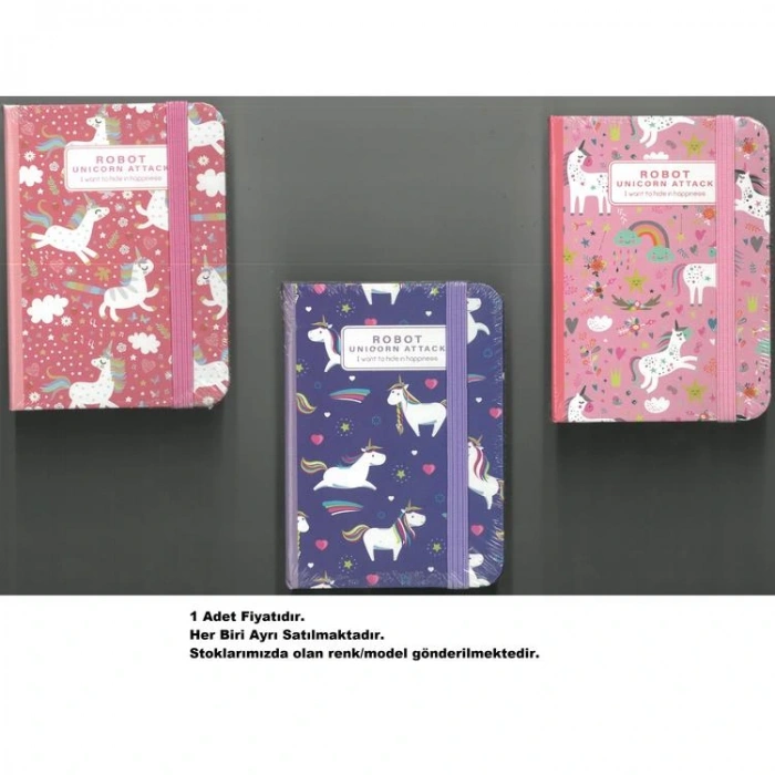 SÜDOR BN21-8  SERT KAPAK LASTİKLİ LÜKS A7 ÇİZGİLİ 80 YP. NOT DEFTERİ UNICORN - TEKLİ