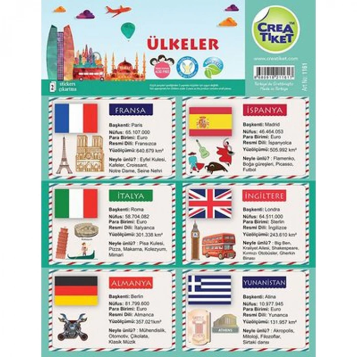 CREA ETİKET - ÜLKELER VE  BİLGİLERİ 1161