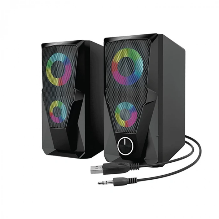 MİKADO MD-336 2.0 5W*2 RGB LEDLİ SİYAH MULTİMEDİA USB SPEAKER