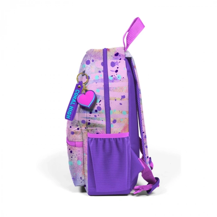 CORAL HIGH 23555 KIDS PEMBE MOR FASHION GIRL DESENLİ İKİ BÖLMELİ MİNİK YUVA SIRT ÇANTASI