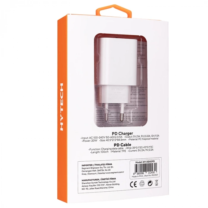 HYTECH HY-XE40PD 20W 1PD KABLO SETİ LIGHTNING HIZLI EV ŞARJ ADAPTÖRÜ