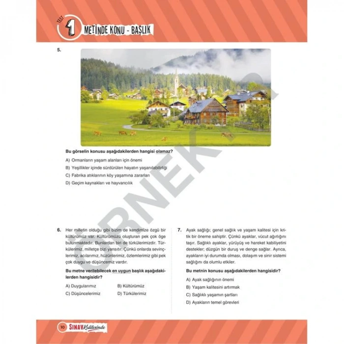 SINAV 7. SINIF SINAV KALİTESİNDE PARAGRAF SORU BANKASI