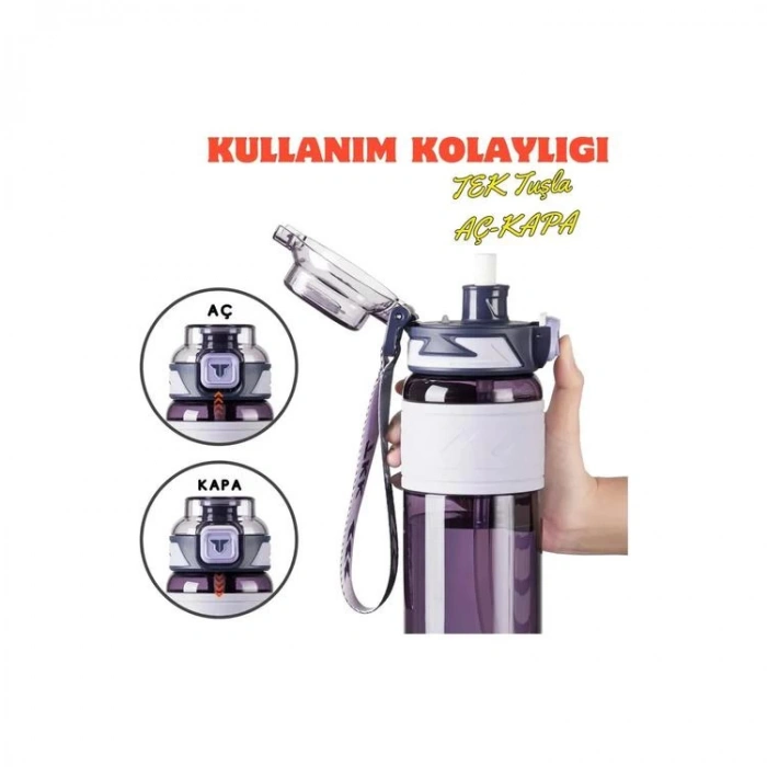 VAGONLİFE T1019 TKK SİLİKON TUTMA GÖVDE TRİTAN PİPETLİ MATARA 600ml  MOR