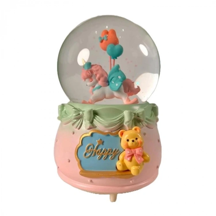 CEREN HDY0318 ORTA BOY HEDİYELİK MÜZİKLİ IŞIKLI KAR ATAN KAR KÜRESİ (PİLLİ) HAPPY