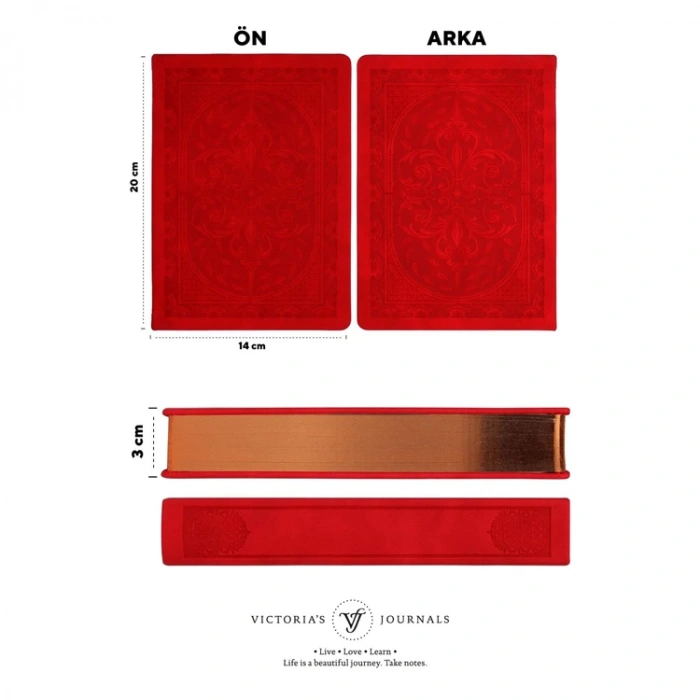 VICTORIAS JOURNALS 3478 VINTAGE OLD BOOK 14x20cm 80gr.160YP. ÇİZGİLİ DEFTER RED