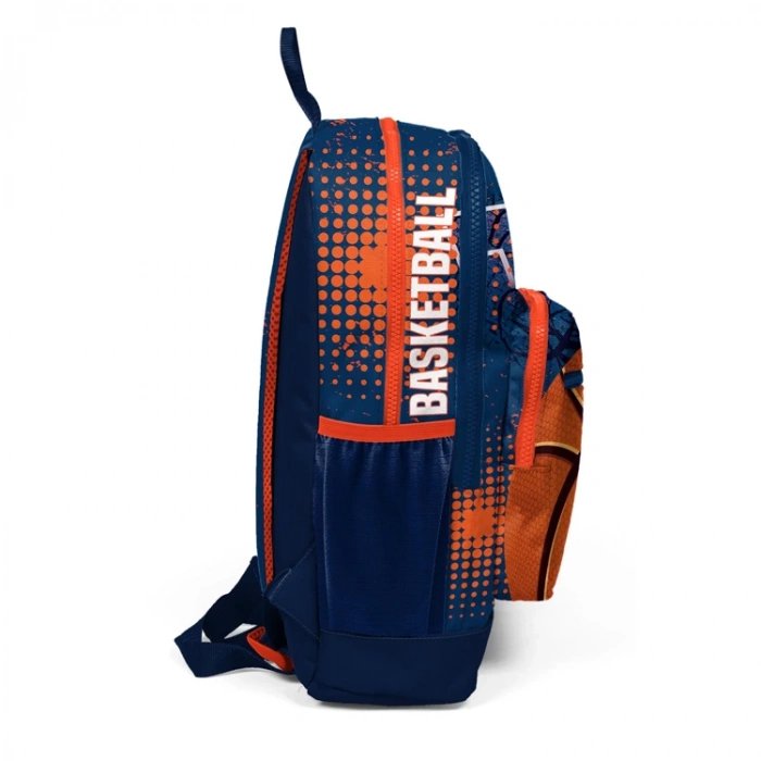 CORAL HIGH 23766 KIDS TURUNCU LACİVERT BASKETBOL DESENLİ DÖRT BÖLMELİ SIRT ÇANTASI