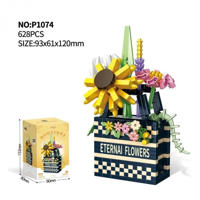 VAGONLIFE PANLOS YKO P1074 ÇANTA ÇİÇEK BUKETİ 628 PARÇA BLOCK OYUNCAK 6+