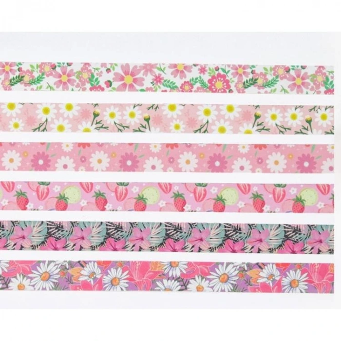 GIPTA K8911 FLOWERS RENKLİ BANT SET 6LI KUTULU  - 1.5 MMX2M