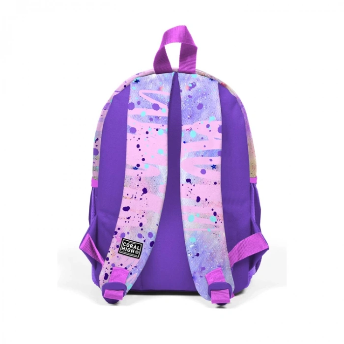 CORAL HIGH 23555 KIDS PEMBE MOR FASHION GIRL DESENLİ İKİ BÖLMELİ MİNİK YUVA SIRT ÇANTASI