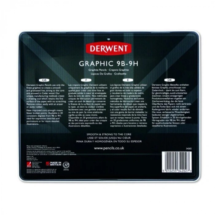 DERWENT GRAPHIC - DERECELİ KALEM SETİ 24 LÜ  TENEKE KUTU