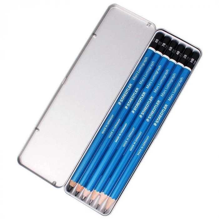 STAEDTLER 100 G6 MARS LUMOGRAPH DERECELİ KURŞUN KALEM SETİ 6LI METAL KUTU