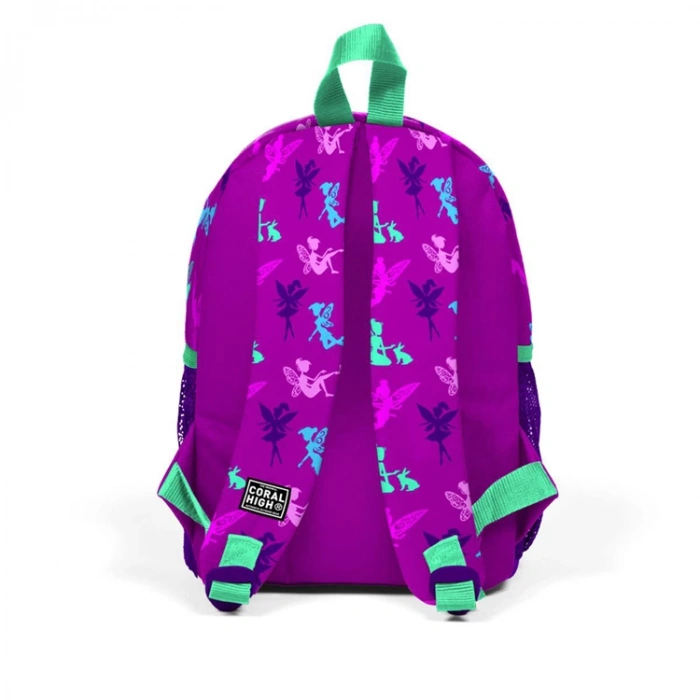 CORAL HIGH 23338 KOYU PEMBE SU YEŞİLİ PERİ DESENLİ İKİ BÖLMELİ MİNİ SIRT ÇANTASI