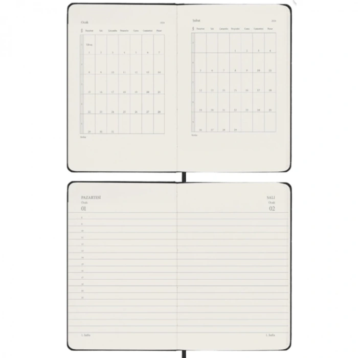 VICTORIAS JOURNALS 9194 9x14cm SERT KAPAK LASTİKLİ CEPLİ DE LUXE GÜNLÜK AJANDA - KENARI YALDIZLI GÜMÜŞ