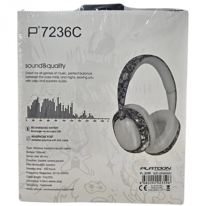 PLATOON PL-2359 FASHION PATTERN KULAKÜSTÜ KABLOSUZ KULAKLIK